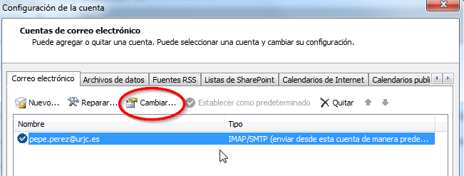 ayuda imap cambiar