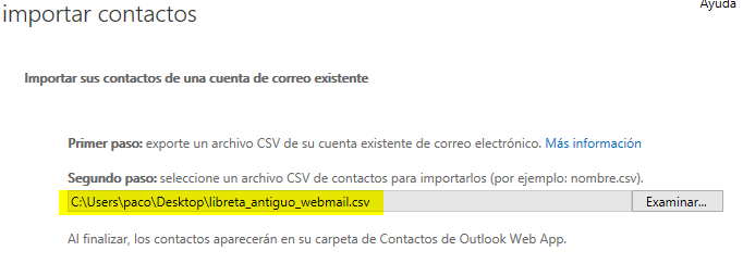 ayuda webmail examinar