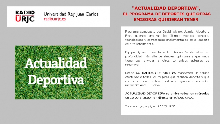 “ACTUALIDAD DEPORTIVA” DE RADIO URJC, CUANDO EL DEPORTE ES PASIÓN