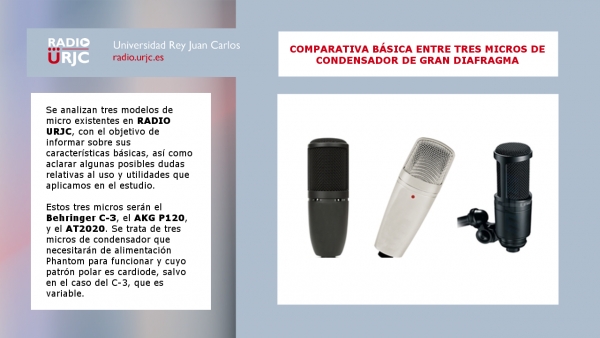 COMPARATIVA DE MICROS DE GRAN DIAFRAGMA UTILIZADOS EN RADIO URJC